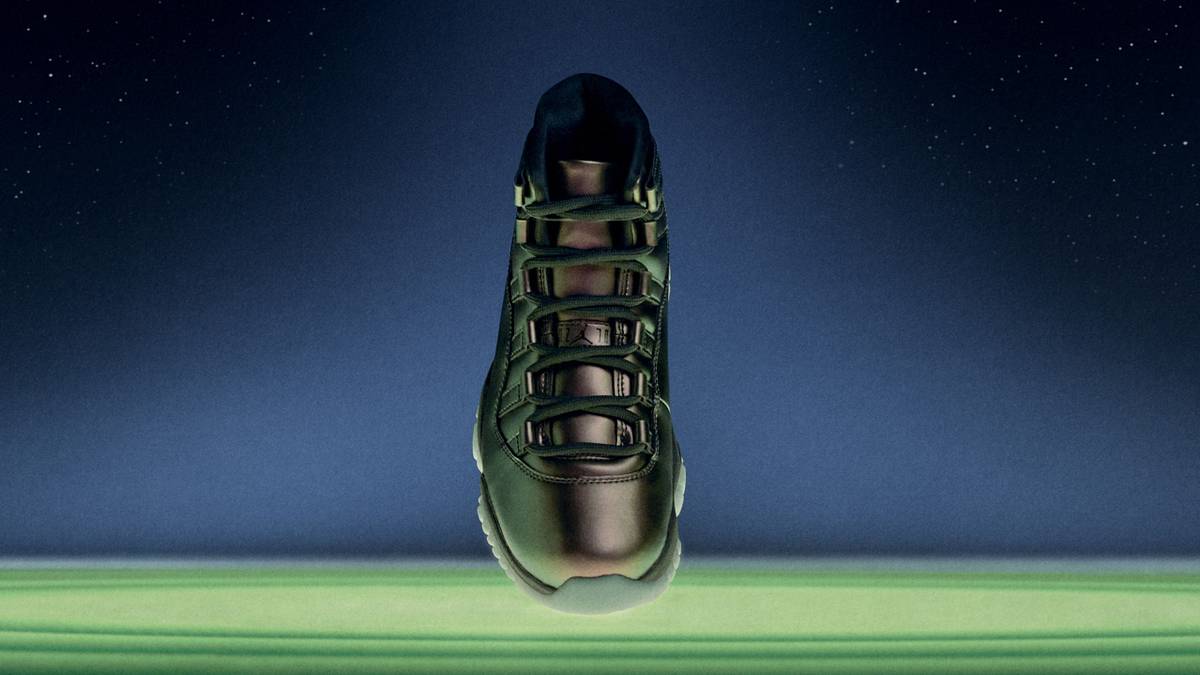 L'Air Jordan 11 « Magic Ball » femme : une tige synthétique qui passe par quatre couleurs, une première sur ce modèle — 230 $, le 11 novembre.