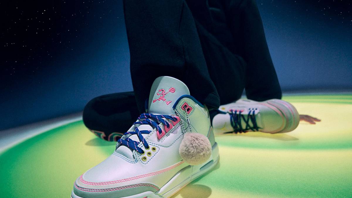 L'Air Jordan 3 Retro « Space Jam » hommage à Lola Bunny : le personnage remplace le Jumpman sur la langue gauche — 70 à 160 $, le 5 novembre.